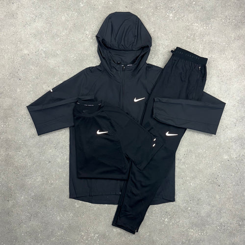 NIKE REPEL WINDRUNNER, T-SHIRT & STRIDE BOTTOMS 3 PIECE SET - BLACK