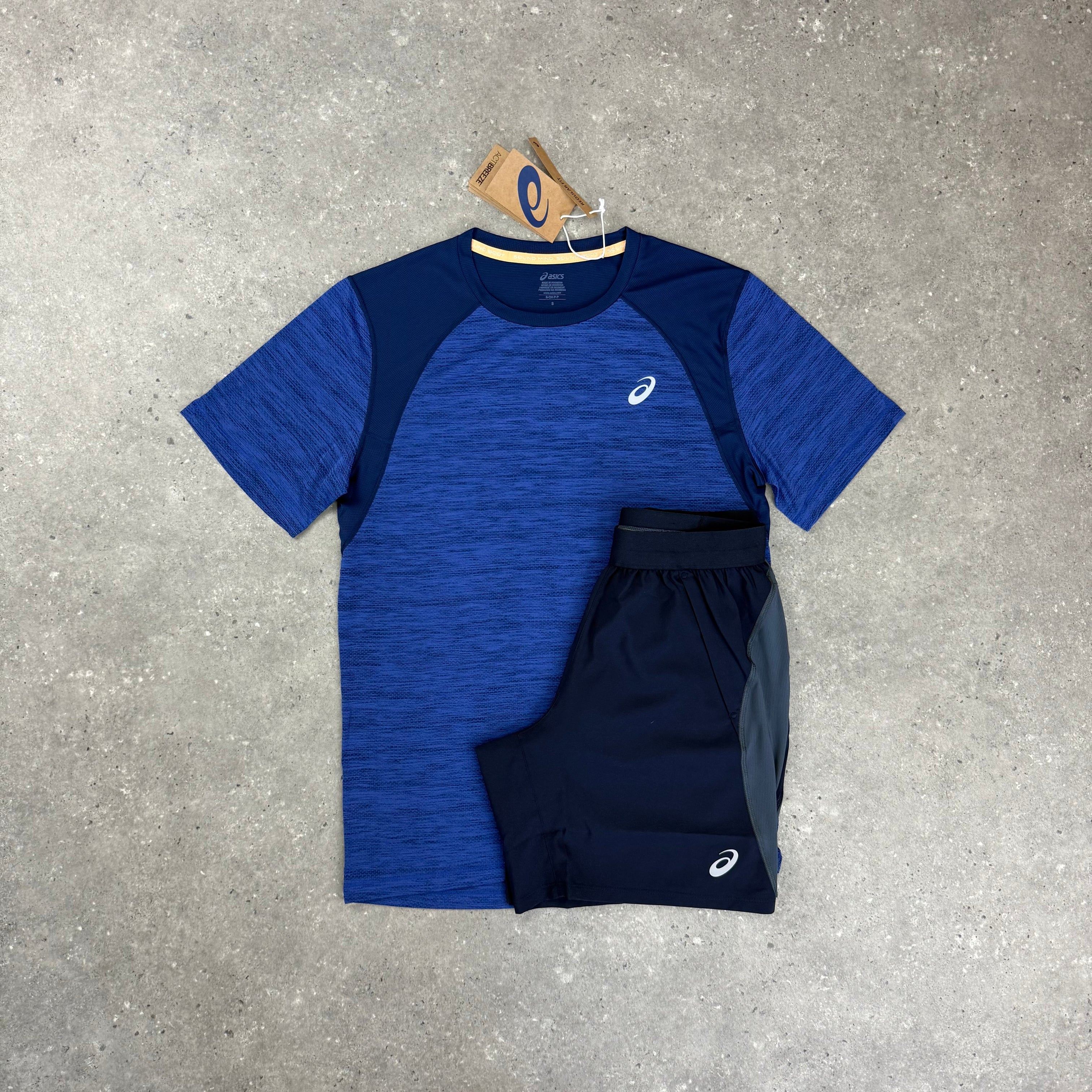 ASICS ROAD T-SHIRT & SHORT SET - COBALT / NAVY