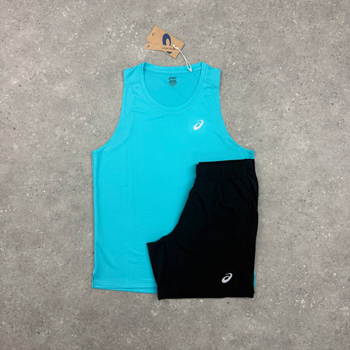 ASICS CORE VEST & SHORT SET - ENERGY AQUA / BLACK