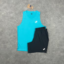ASICS CORE T-SHIRT & SHORT - ENERGY AQUA / GRAPHITE GREY