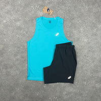 ASICS CORE T-SHIRT & SHORT - ENERGY AQUA / GRAPHITE GREY