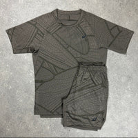 ASICS ALL OVER T-SHIRT & SHORTS SET - MANTLE GREEN