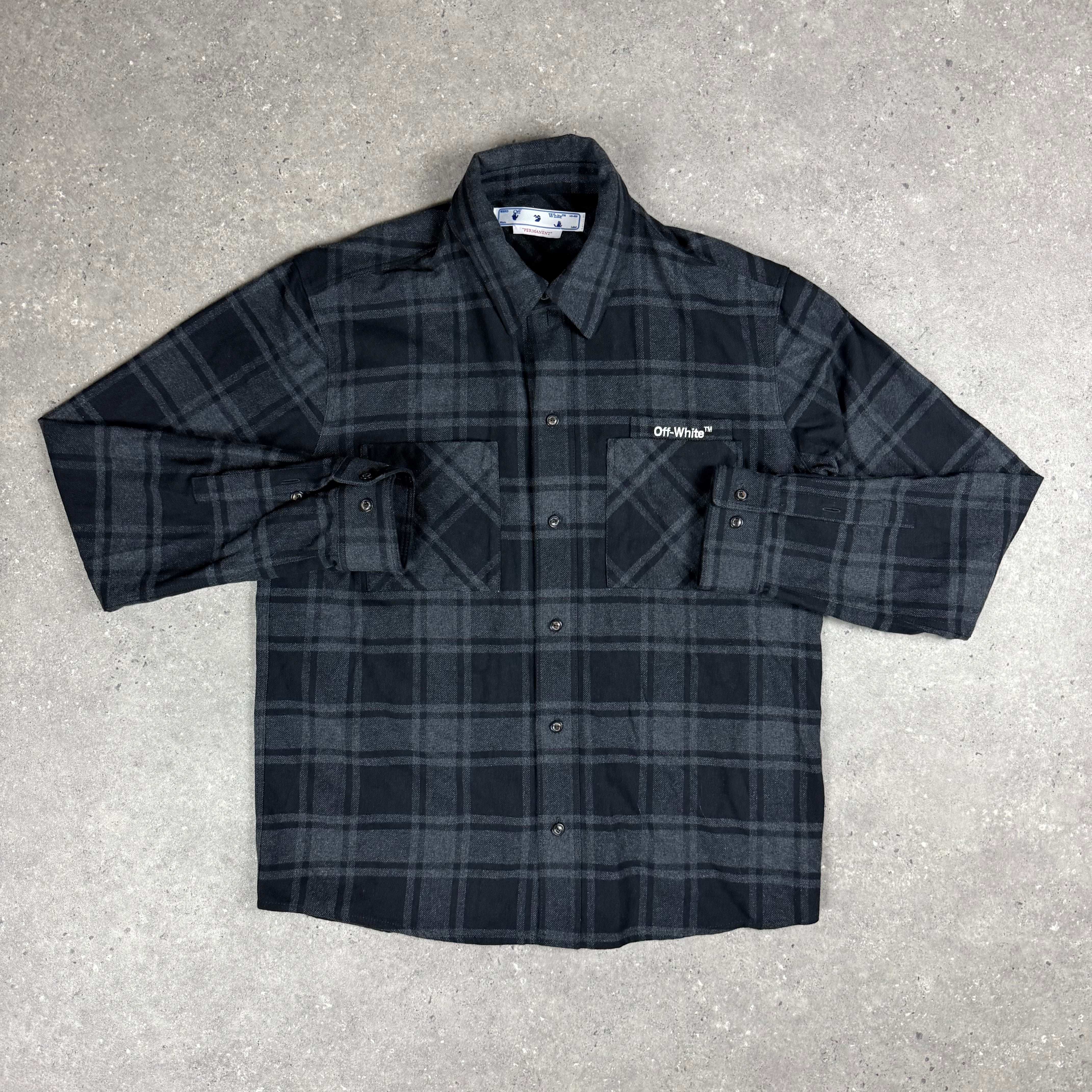 OFF WHITE CHEQUERED OVER SHIRT - (L)