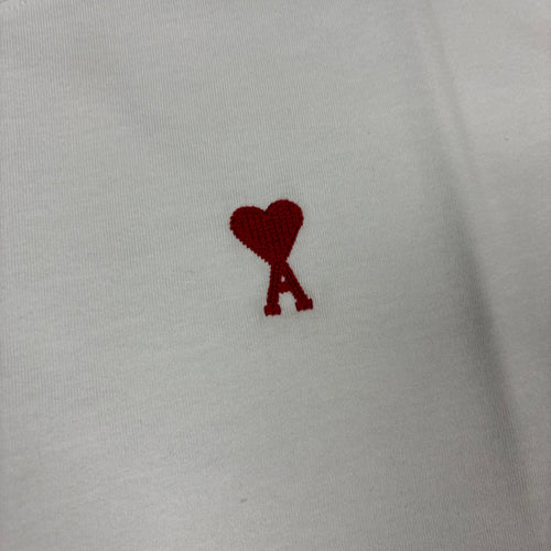 AMI PARIS WHITE RED DE COEUR COTTON T-SHIRT