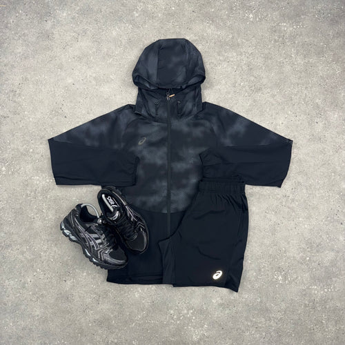 ASICS DIGITAL WINDRUNNER JACKET & CORE 7” SHORTS SET - BLACK