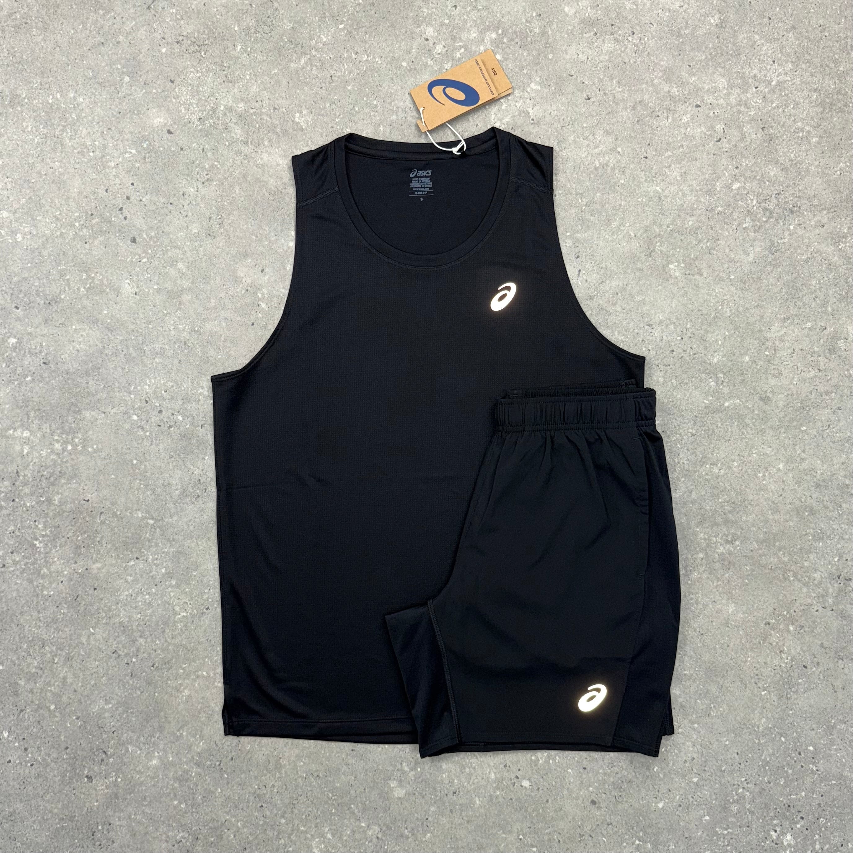 ASICS CORE VEST & SHORT SET - BLACK