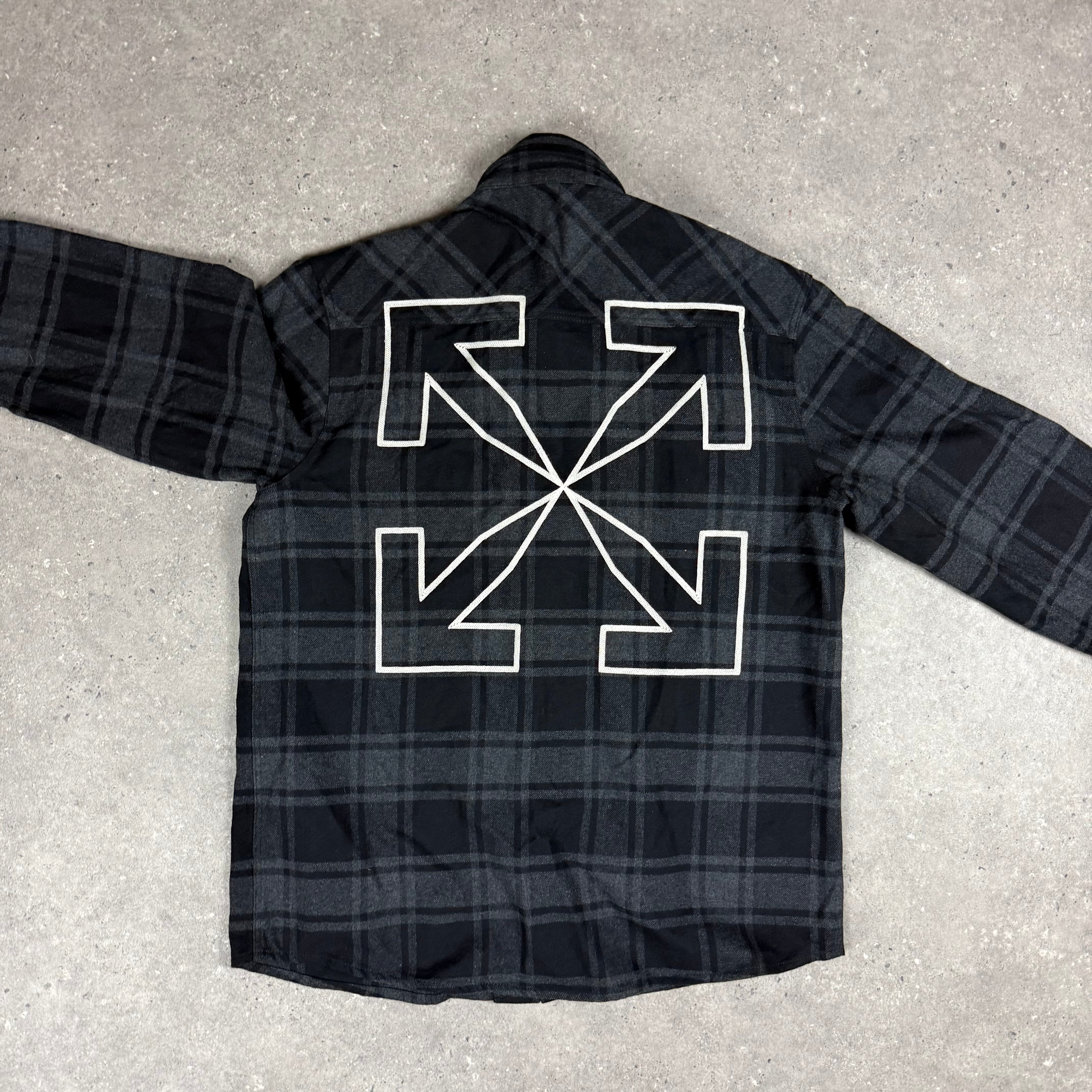OFF WHITE CHEQUERED OVER SHIRT - (L)