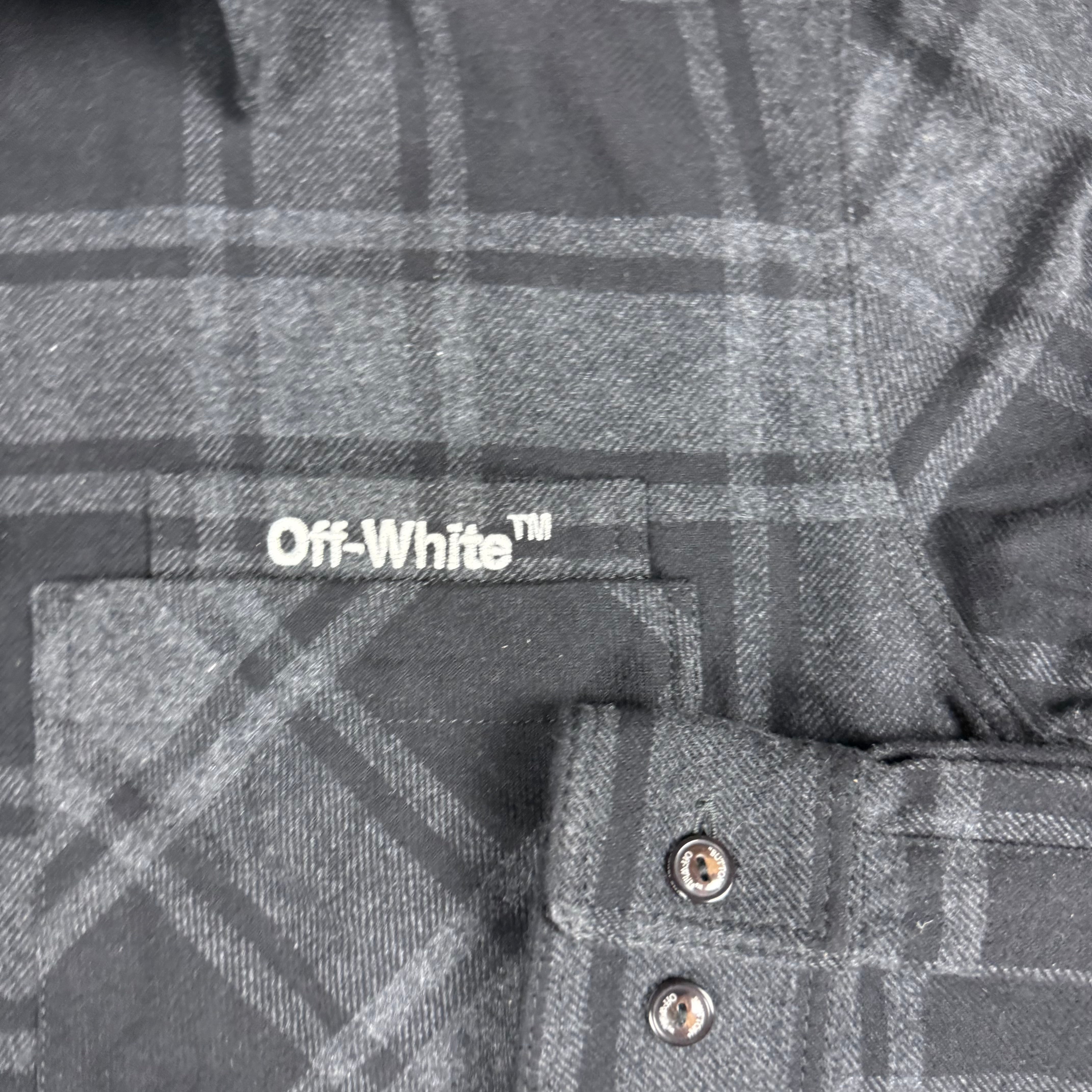 OFF WHITE CHEQUERED OVER SHIRT - (L)