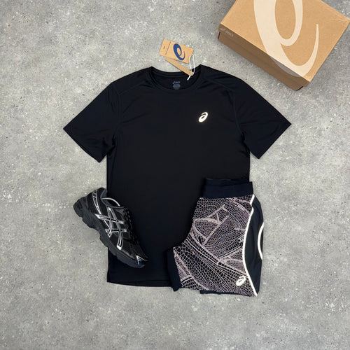 ASICS CORE T-SHIRT & LITE-SHOW SHORT SET - BLACK
