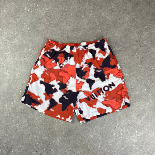 LOUIS VUITTON ORANGE CAMOUFLAGE SWIM SHORTS - (L)