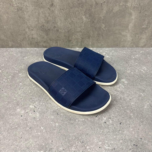 LOUIS VUITTON NAVY SLIDERS - EU42 (FITS UK 9)