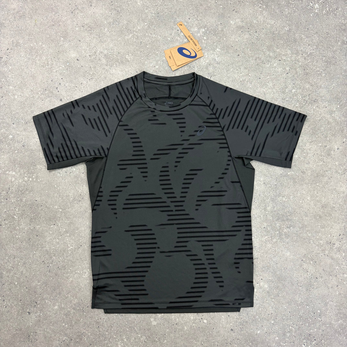 ASICS ALL OVER T-SHIRT & SHORT SET - GRAPHITE / BLACK