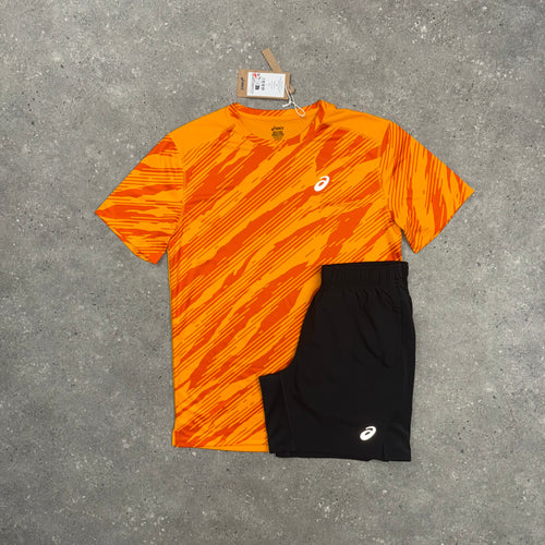 ASICS ALL OVER T-SHIRT YAMABUKI ORANGE / BLACK
