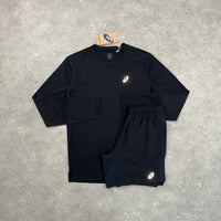 ASICS CORE LONG SLEEVE T-SHIRT & SHORT SET - BLACK