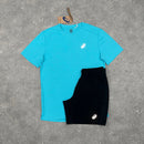ASICS CORE T-SHIRT & SHORT SET - ENERGY AQUA / BLACK