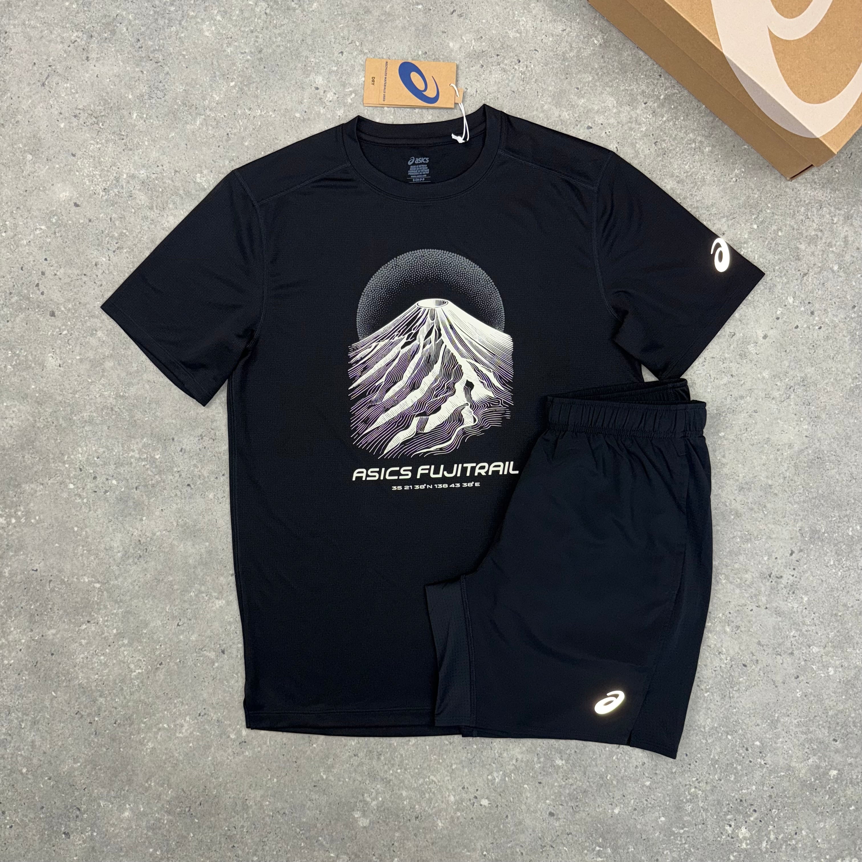 ASICS FUJITRAIL T-SHIRT & SHORT SET - BLACK