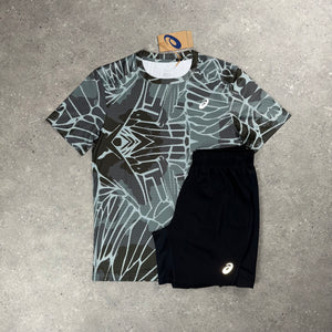 ASICS GRAPHIC T-SHIRT & BLACK SHORT SET