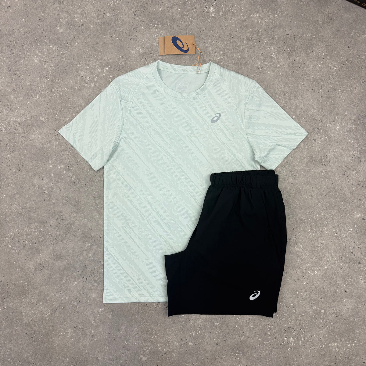 ASICS FORWARD T-SHIRT & SHORT SET - LIGHT SAGE / BLACK