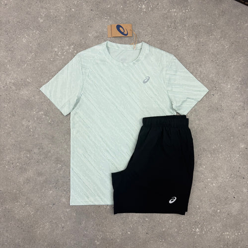 ASICS FORWARD T-SHIRT & SHORT SET - LIGHT SAGE / BLACK