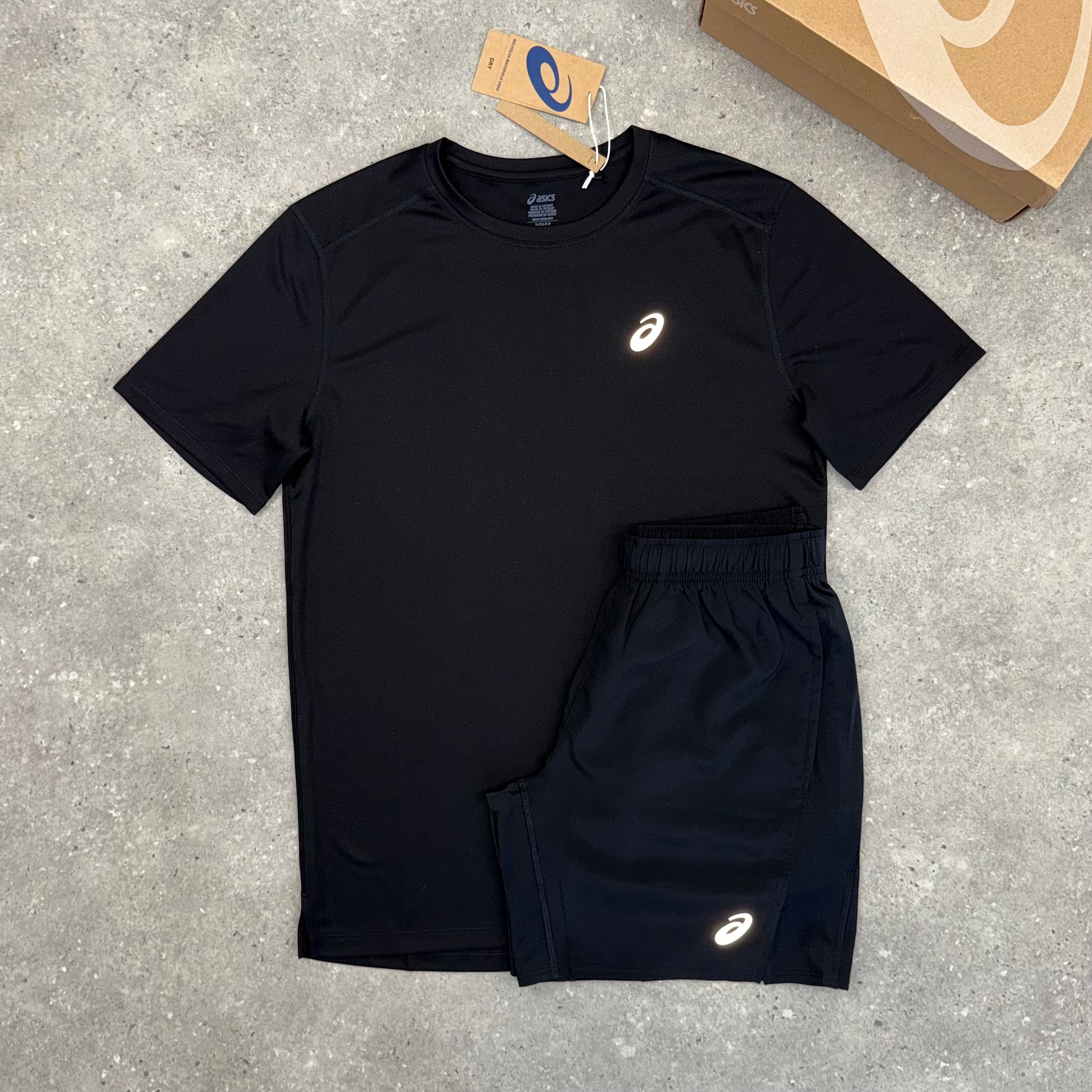 ASICS CORE T-SHIRT & SHORT SET - BLACK
