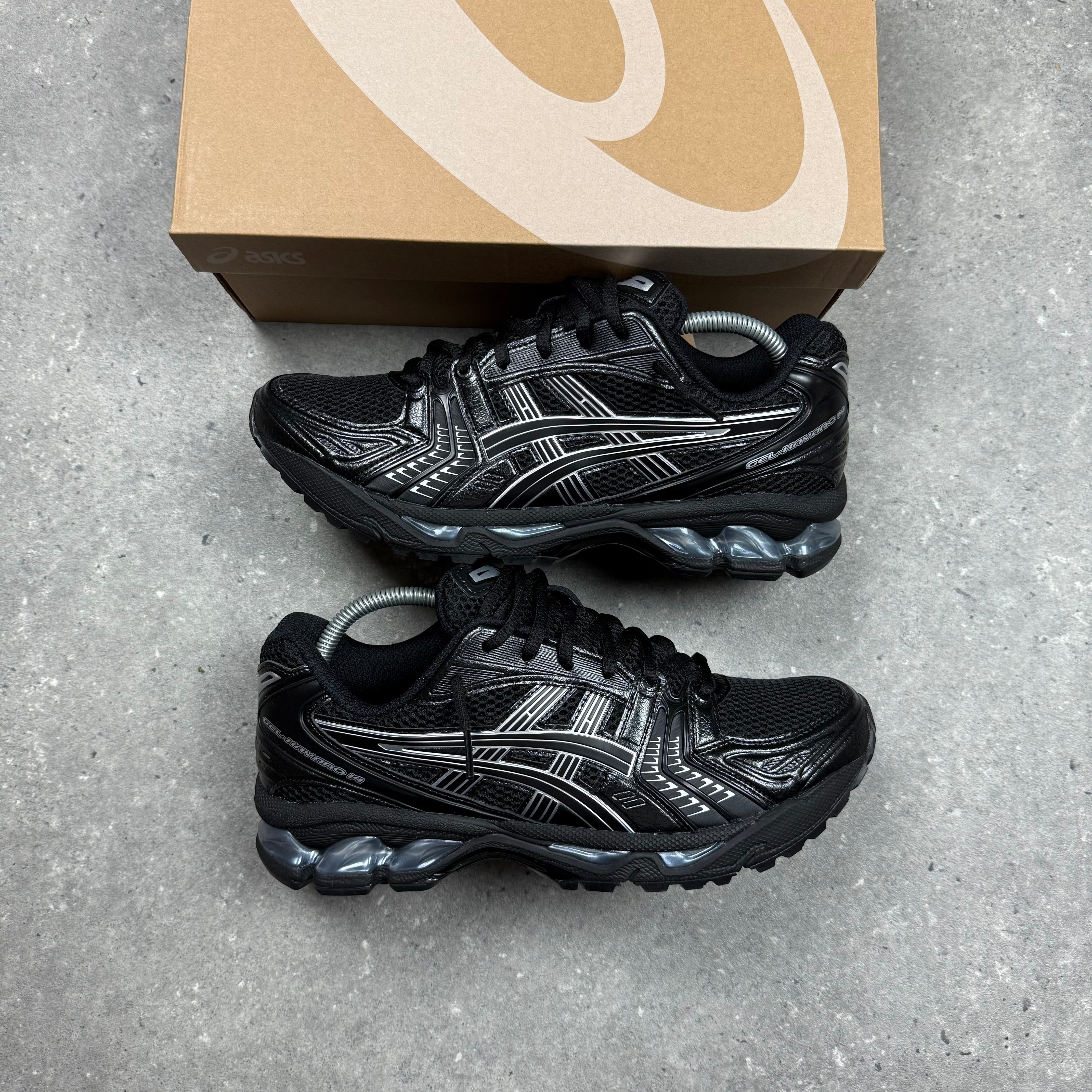 ASICS GEL KAYANO 14 - BLACK / PURE SILVER – Unlock Luxury UK