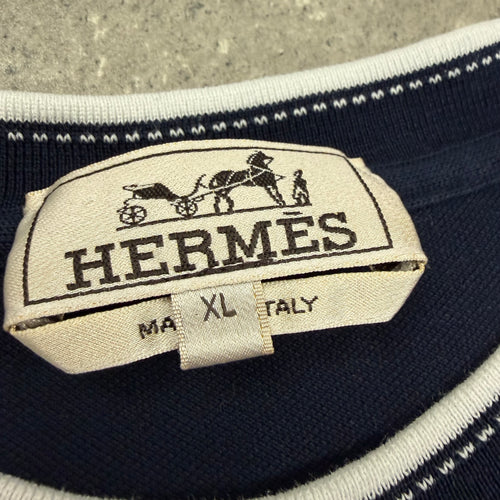 HERMES “H” T-SHIRT NAVY - XL (FITS L)