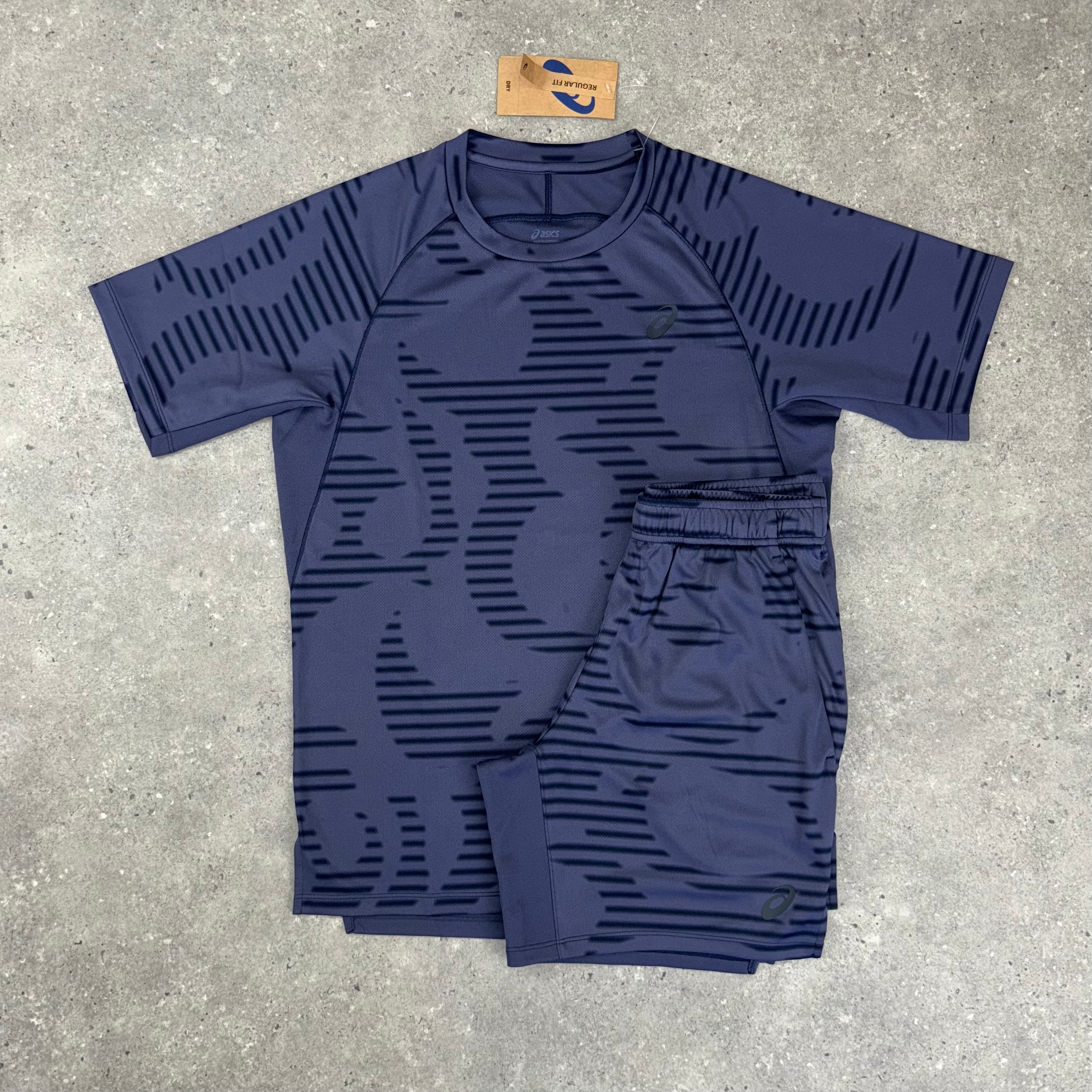 ASICS ALL OVER T-SHIRT & SHORT SET - INDIGO/NAVY