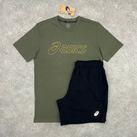 ASICS LOGO T-SHIRT & SHORT SET - MANTLE GREEN / BLACK
