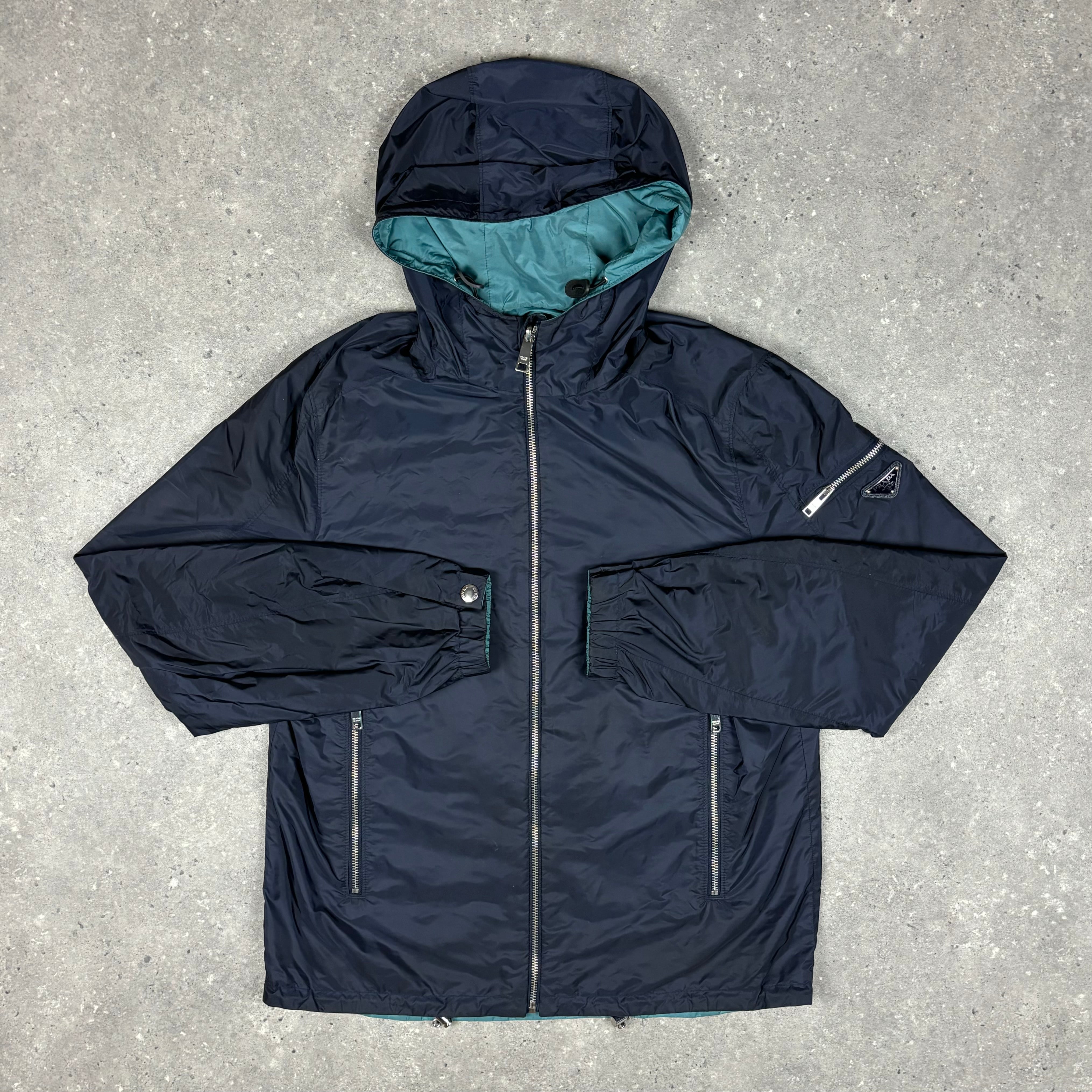 PRADA REVERSIBLE NYLON JACKET NAVY - (S)