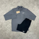 NIKE STRIDE 1/4 ZIP TOP & SHORTS SET - GREY / BLACK