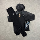 ASICS REFLECTIVE WINDRUNNER JACKET & WOVEN PANT SET - BLACK