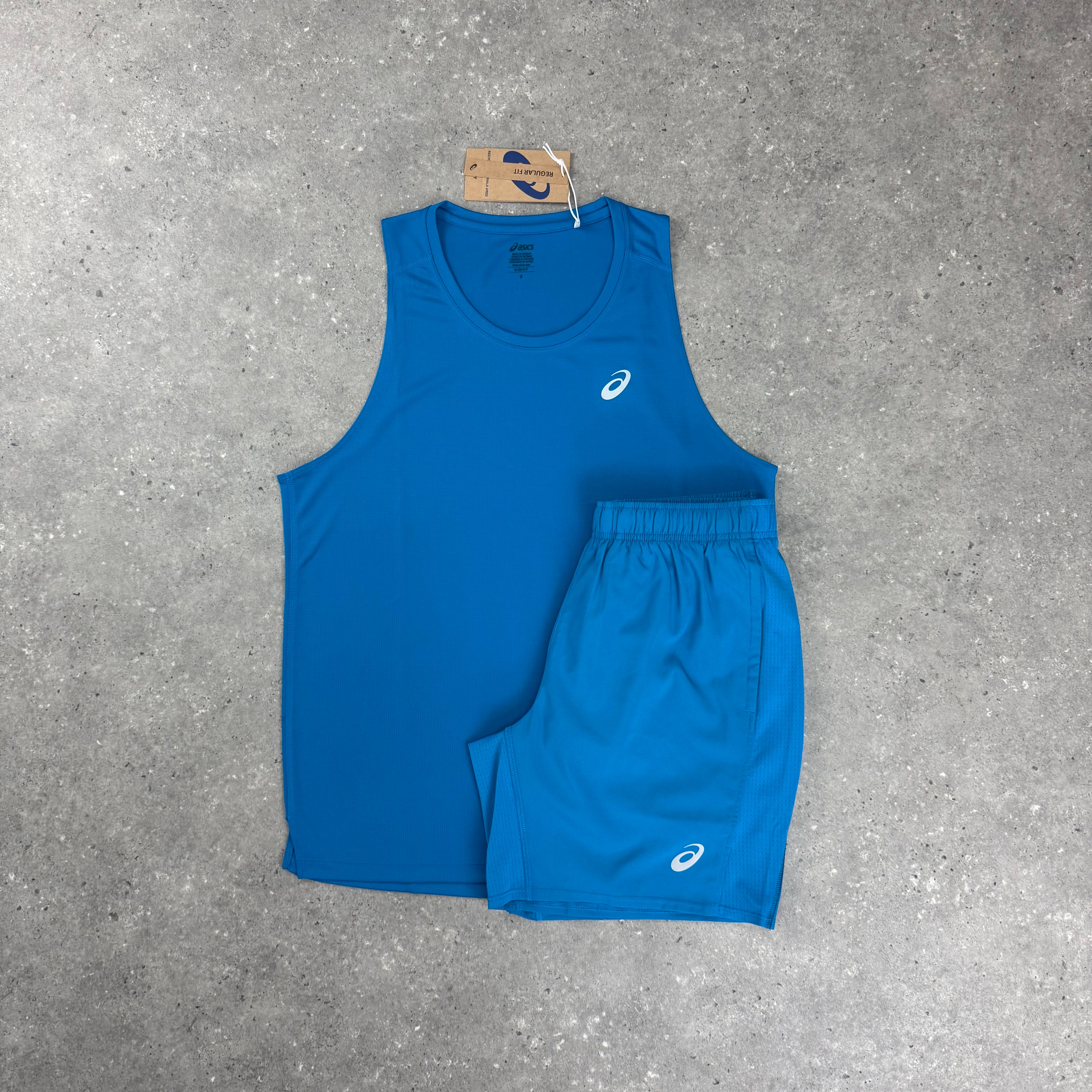 ASICS CORE VEST & SHORT SET - AEGEAN BLUE