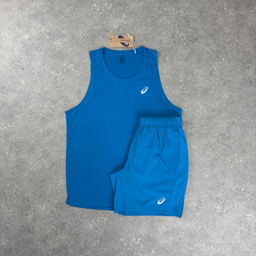 ASICS CORE VEST & SHORT SET - AEGEAN BLUE