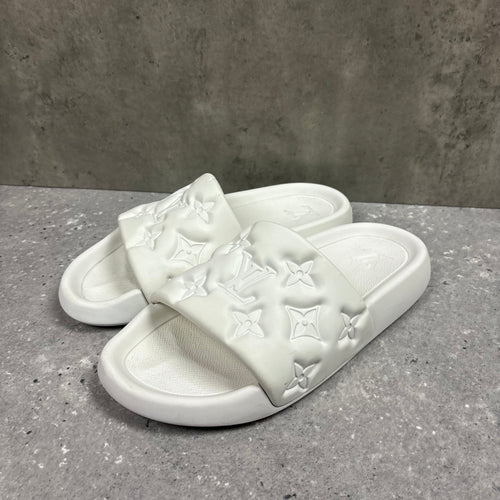 LOUIS VUITTON WATERFRONT MULES SLIDERS WHITE - EU40 (FITS UK 7.5)