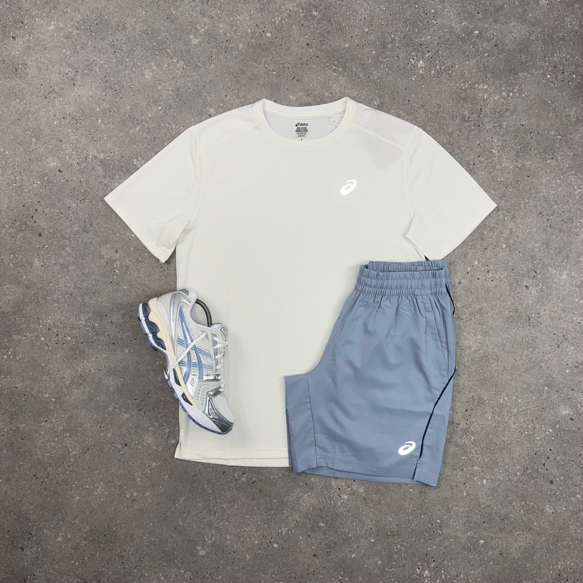 ASICS CORE T-SHIRT & SHORTS SET - WHITE / LIGHT GREY