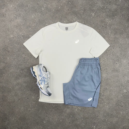 ASICS CORE T-SHIRT & SHORTS SET - WHITE / LIGHT GREY