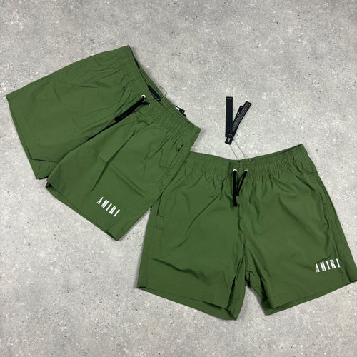 AMIRI MILITARY GREEN SWIM SHORTS