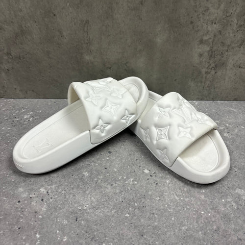 LOUIS VUITTON WATERFRONT MULES SLIDERS WHITE - EU40 (FITS UK 7.5)