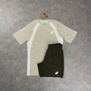 ASICS ROAD T-SHIRT & SHORT SET - BEIGE / BROWN