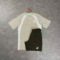 ASICS ROAD T-SHIRT & SHORT SET - BEIGE / BROWN
