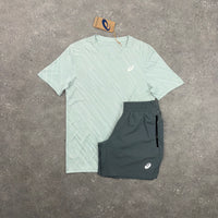 ASICS FOWARD T-SHIRT & PANEL SHORTS SET - COLD MOSS / GREY