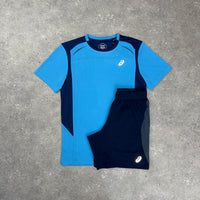 ASICS CURVED SEAM T-SHIRT & ROAD SHORT SET - NAVY/BLUE
