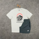 ASICS FUJITRAIL T-SHIRT & PANEL SHORTS SET - CREAM / GREY