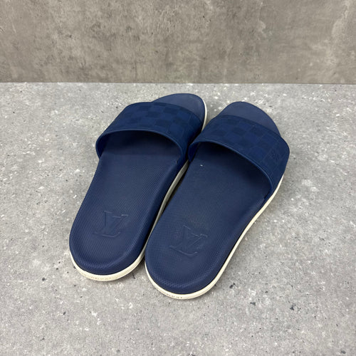 LOUIS VUITTON NAVY SLIDERS - EU42 (FITS UK 9)