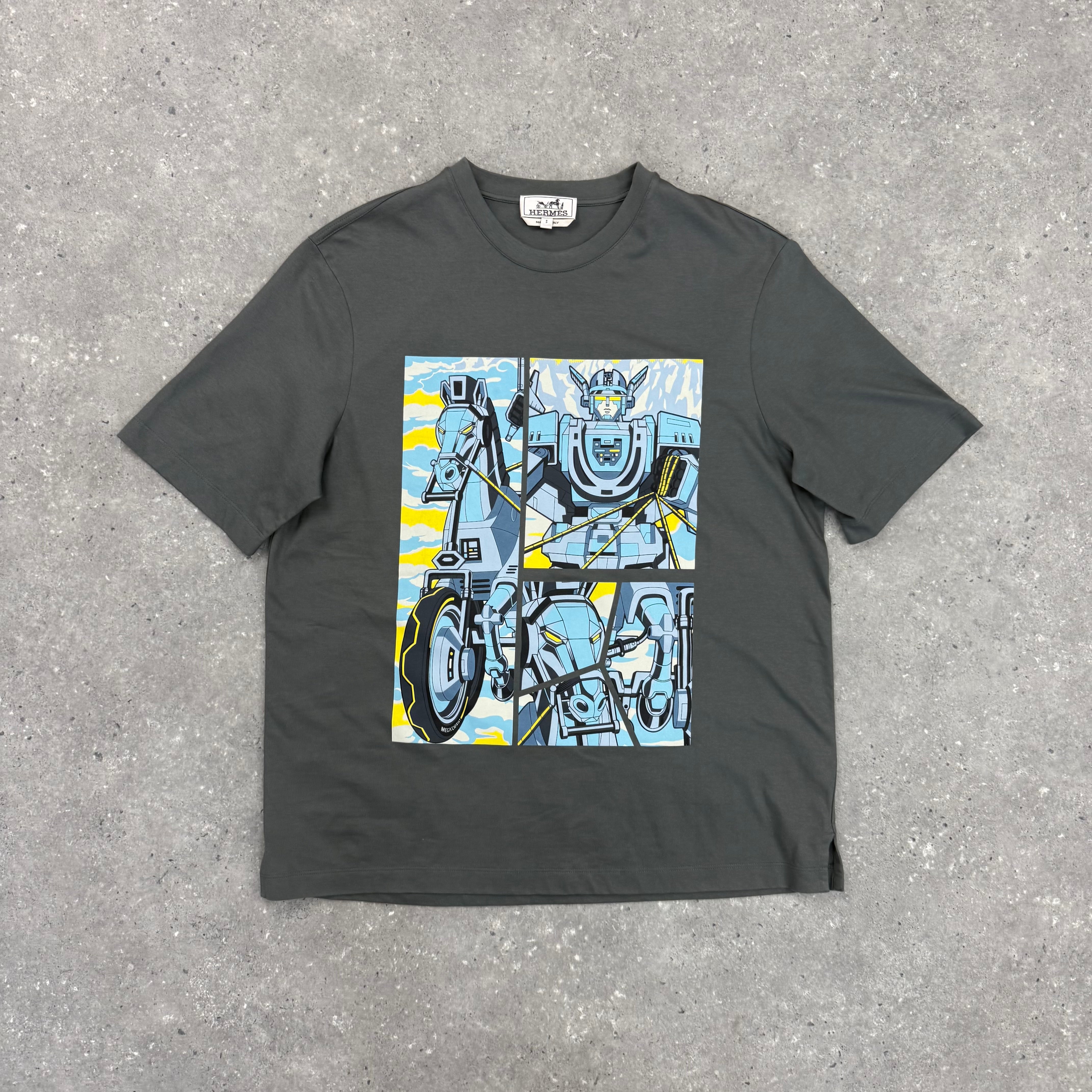 HERMES GRAPHIC T-SHIRT GREY - (S)