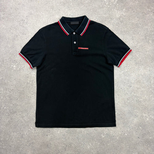 PRADA POLO T-SHIRT BLACK - (M)