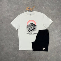 ASICS FUJITRAIL T-SHIRT & SHORT SET - CREAM / BLACK