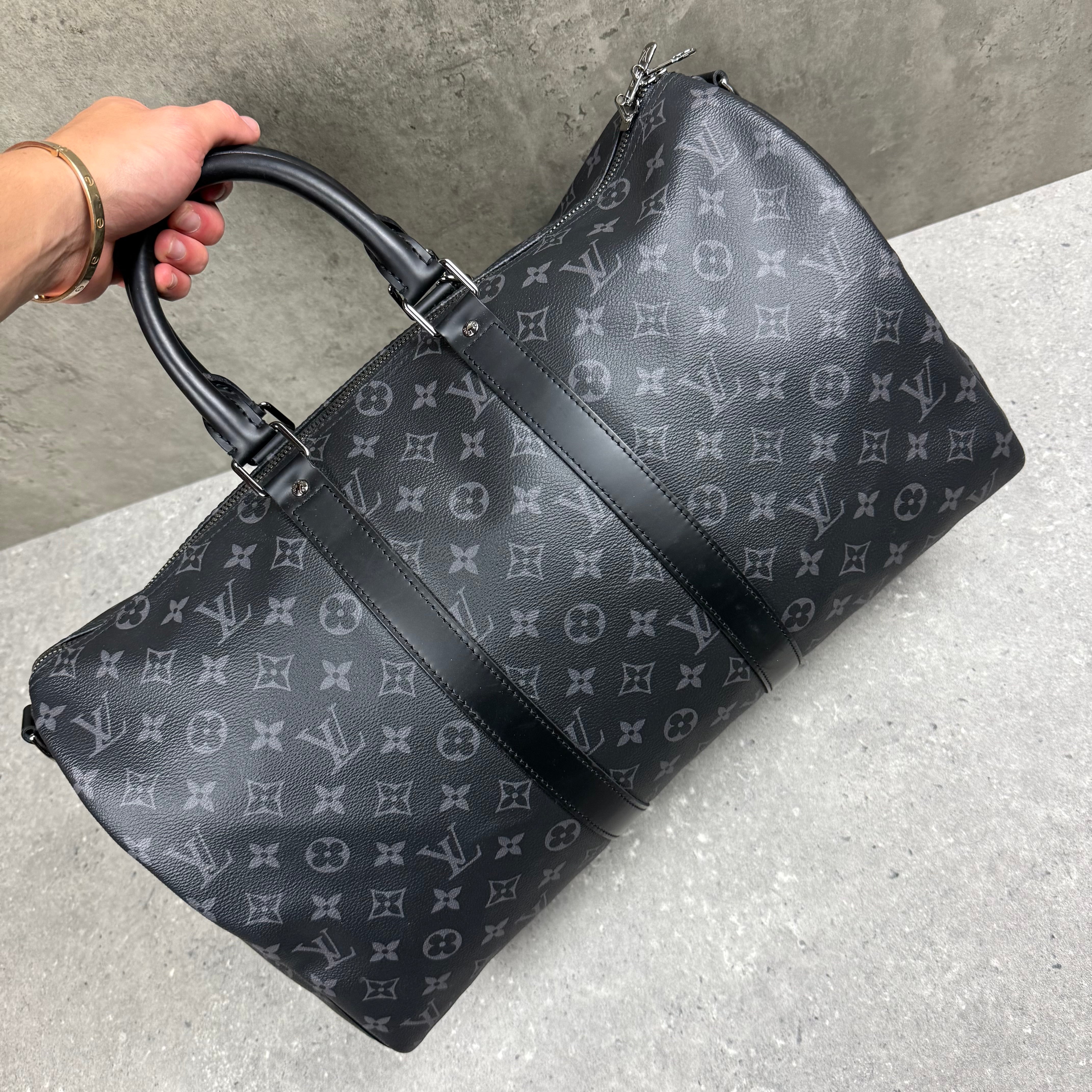 LOUIS VUITTON KEEPALL 45 DUFFLE BAG - BLACK ECLIPSE