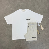 ESSENTIALS SS25 - T-SHIRT & SHORT SET - WHITE / LIGHT OATMEAL