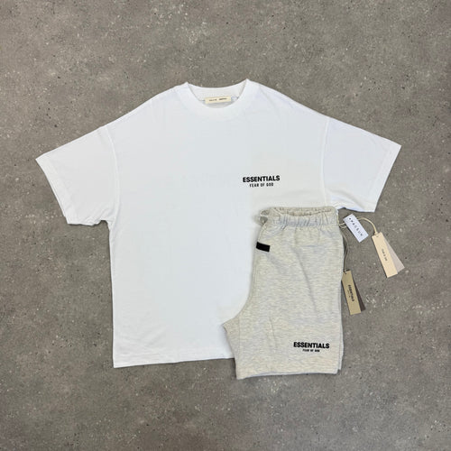 ESSENTIALS SS25 - T-SHIRT & SHORT SET - WHITE / LIGHT OATMEAL
